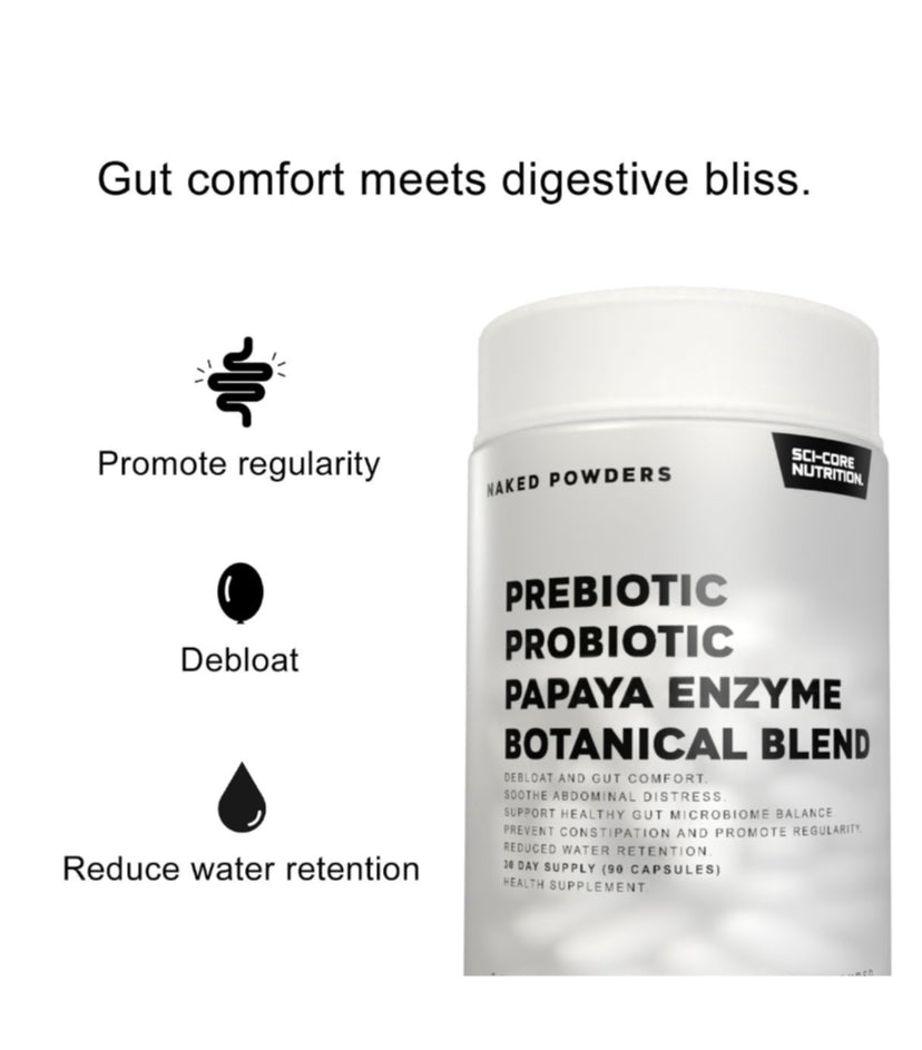 Prebiotic, Probiotic, Papaya enzyme, Botanical Blend - 90 Capsules