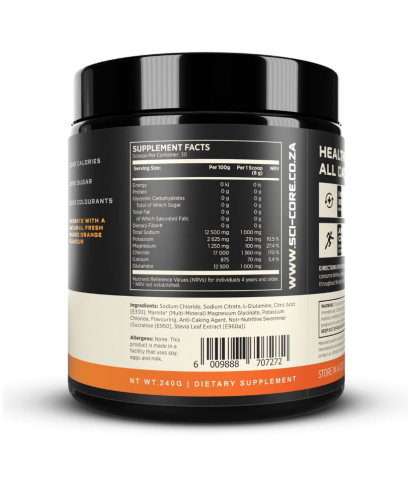 Hydration Salt - Zero Sugar Electrolytes - 30 Servings - Mango Orange