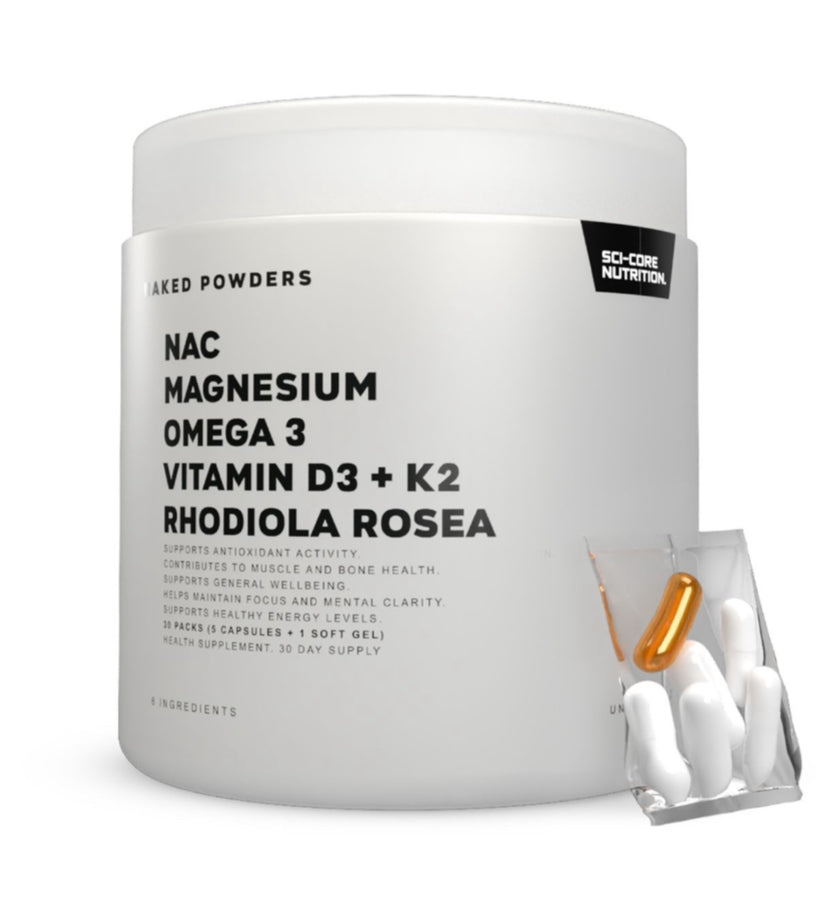 NAC, Magnesium, Omega 3, Vit D3 + K2, Rhodiola Rosea - 30 Daily Packs