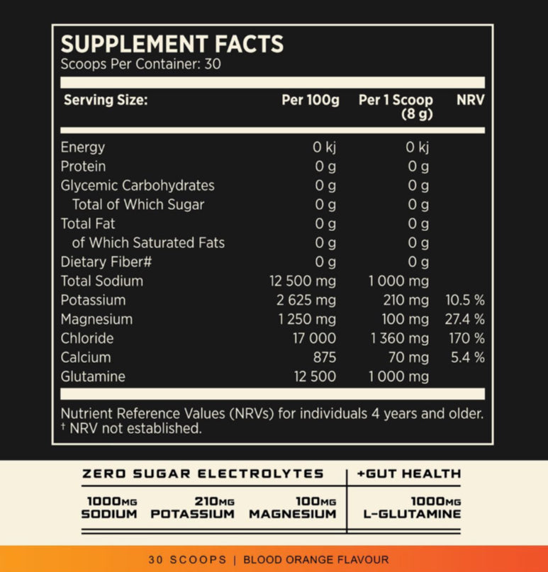 Hydration Salt - Zero Sugar Electrolytes -30 servings - Blood Orange