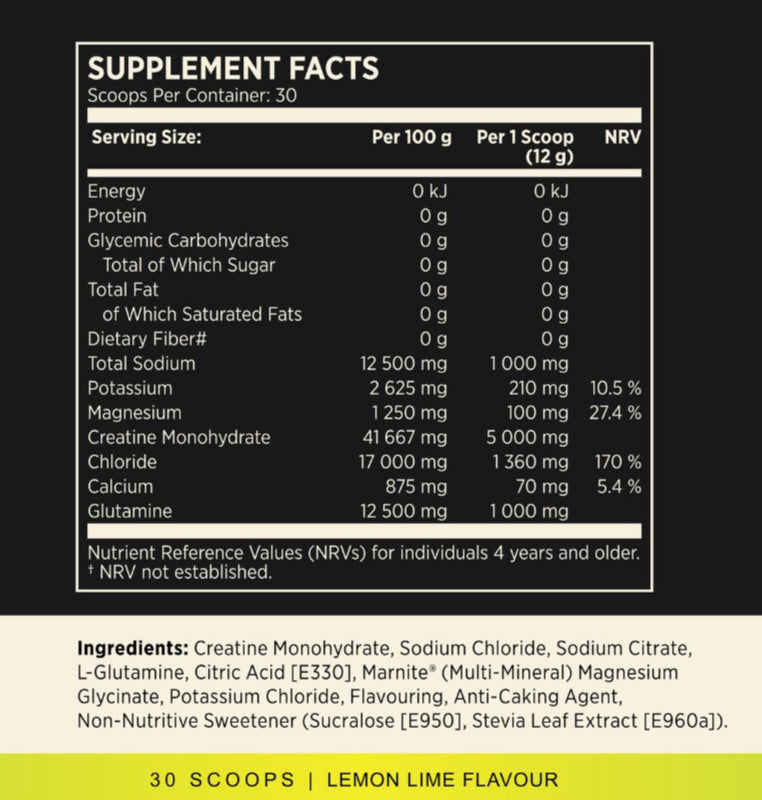 Hydration Salt + CREATINE Zero Sugar Electrolytes -30 servings- Lemon Lime