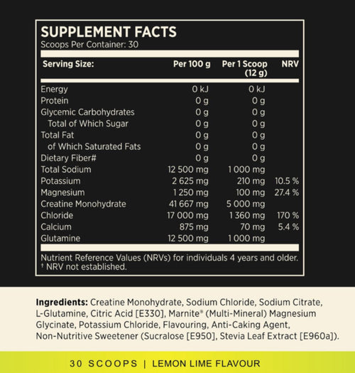 Hydration Salt + CREATINE Zero Sugar Electrolytes -30 servings- Lemon Lime